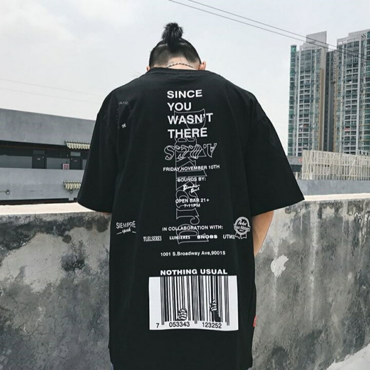 楽天市場 スーパーsale メンズ バックプリント Tシャツ ストリート系 バーコード プリントtシャツ ビッグt 半袖 トップス ストリートファッション カジュアル かっこいい 人気 カットソー オシャレを探す Zutty ズッティ