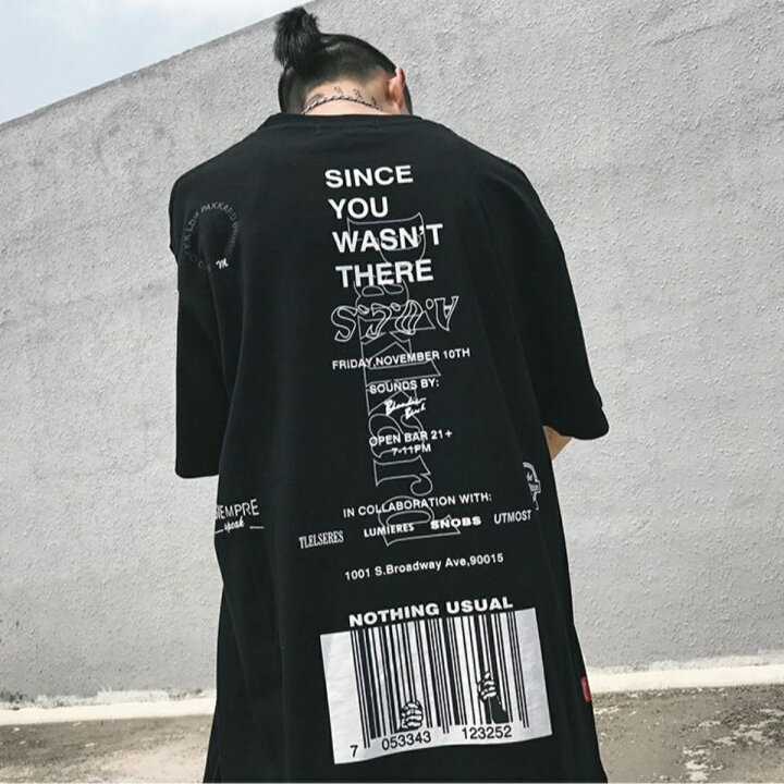 楽天市場】メンズ バックプリント Tシャツ ストリート系 バーコード 
