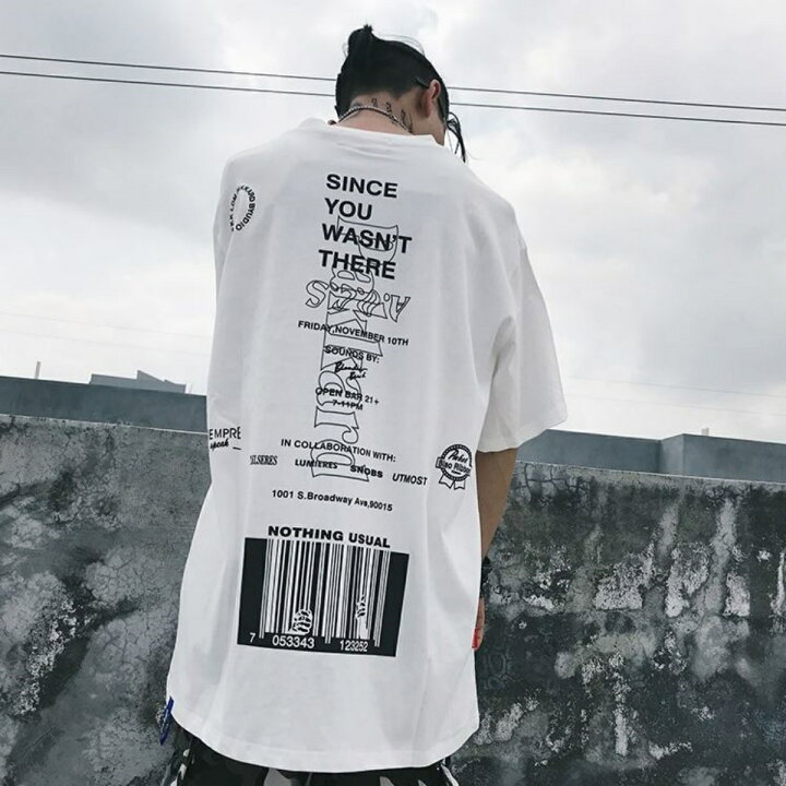 楽天市場 メンズ バックプリント Tシャツ ストリート系 バーコード プリントtシャツ ビッグt 半袖 トップス ストリートファッション カジュアル かっこいい 人気 カットソー オシャレを探す Zutty ズッティ