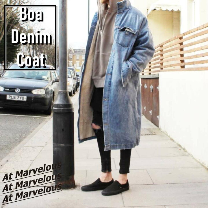 楽天市場 裏ボア デニムコート メンズ デニム ロングジャケット ロングコート アウター 裏フリース ボアフリース コート カジュアル ストリートファッション オシャレを探す Zutty ズッティ