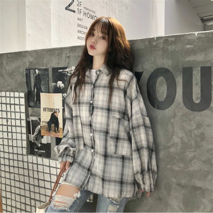 楽天市場 送料無料 1000円ポッキリ レディース チェックシャツ ビッグシルエット オルチャン 韓国ファッション オーバーサイズ チェック柄 ビッグ シャツ 長袖シャツ かわいい ビッグサイズ シャツブラウス オシャレを探す Zutty ズッティ
