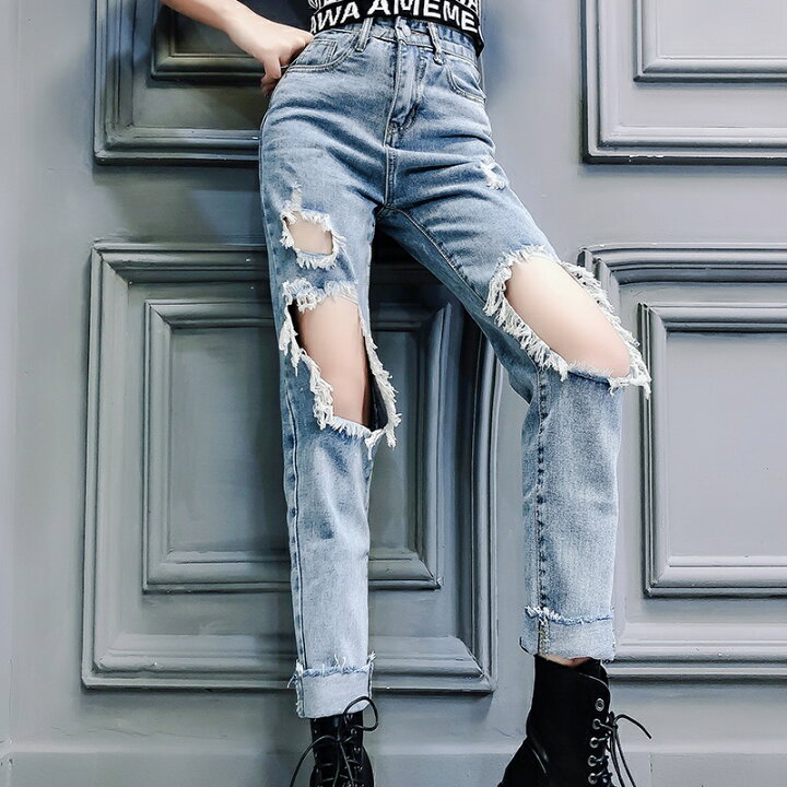 楽天市場】クラッシュジーンズ レディース ダメージ デニムパンツ  