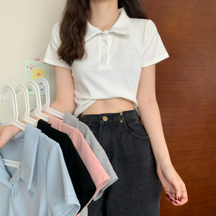 韓国　ワンポイントロゴ フェイクTシャツ ワンピース風 ブラック　Lサイズ
