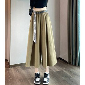 ボトムス スカーチョ ガウチョ ワイドパンツ ベルト付き バギー レディース ウエストゴム シンプル リラックス 楽 おしゃれ かっこいい 涼しい
