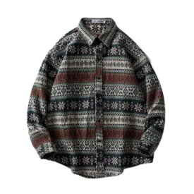 【ラスト在庫！】 ジャカード 柄シャツ 長袖 レギュラーシャツ メンズ 個性的 インパクト 柄 シャツ ジャケット 厚手 カジュアル ブランド 総柄 キレイめ 大きいサイズ 派手 柄物 バンダナ柄 エスニック レトロ ボタニカル 長そで ペイズリー オーバーサイズ 開襟 重ね着