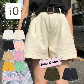 【今売れてます】 ハイウエスト ショートパンツ レディース 綿100 夏 タック入り ツイル オルチャン ショート キュロット パンツ ハイウェスト ショーパン パンツ 短パン レディースパンツ 台形 フレア ショート丈 綿 シンプル ゆったり 韓国ファッション 白 黒 紺