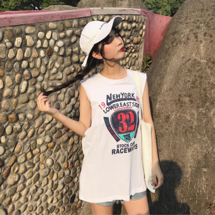 楽天市場】Tシャツ ノースリーブ タンクトップ プリント ペイント 