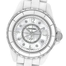 【2026年4月電池交換済み】【美品】【保証書付】CHANEL シャネル J12 ホワイトセラミック 8Pダイヤ H2570【中古】
