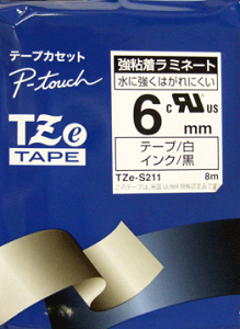 (������ ���e�[�v 6mm) �s�[�^�b�`�p���S�����~�l�[�g�e�[�v TZe-S211 �e�[�v�J�Z�b�g �u���U�[ brother P-TOUCH �y���[���֑Ή�8�܂Łz