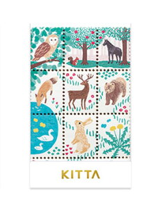 KITTA SPECIAL キッタスペシャル KITP008 アニマル ※上質紙素材のシールです。ちいさく持てる持ち歩きに便利なマスキングシール シートサイズ H71×W54mm 1冊4シート入(1柄×4シート) キングジム