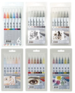 ZIG�N���[���J���[���A���u���b�V��6�F�Z�b�g ���������C���L �ѕM������ו`���A�x�^�h�莩�R���� �N���^�P ����|�@ZIG CLEAN COLOR Real Brush ���| kuretake �M�y���^�C�v�}�[�J�[ �ӂł؂� �y ��