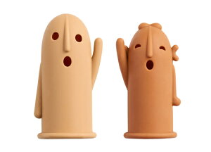 埴輪の形の指サック「はにさっく」第3弾 大1個・小1個の2個入 内径 大:17mm 小:15mm シリコーンゴム フィットしやすい内リブ付 はにわの形の指サック ライオン事務器 LION ゆびサック 指サック