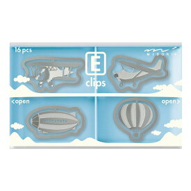 エッチングクリップス 空の乗り物柄 4型×4個 43368006 飛行機、セスナ、飛行船、気球 16pcs　Eclips　ミドリ MIDORI