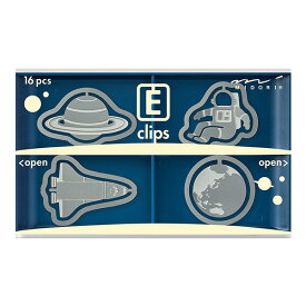 エッチングクリップス　宇宙柄　16個入（4型×4個）土星、宇宙飛行士、スペースシャトル、地球　43369006 　16pcs　Eclips　ミドリ MIDORI