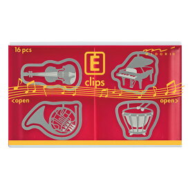 エッチングクリップス 楽器柄 16個入（4型×4個） 43370006 ホルン、ピアノ、バイオリン、ティンパニ 16pcs Eclips ミドリ MIDORI