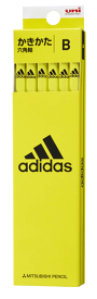 アディダス＜adidas＞　かきかた鉛筆12本入り　紙箱タイプ　（B）　黄黒　K5607B　六角軸　三菱鉛筆　紙箱級／文具／文房具／新入学　鉛筆5607 AI06 黄黒 B