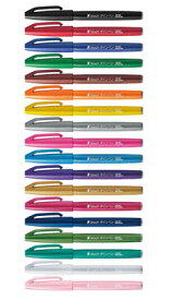 筆touchサインペン（筆タッチサインペン） SES15C 水性染料インク キャップ式 使い切り全24色 Pentel ロングセラーのぺんてるサインペンに、筆のタッチ感をプラス 強弱がつけやすいペン先
