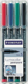 ステッドラー ルモカラー油性ペン4色セット 【313WP4】超極細書きS（線幅 0.4〜0.45mm）STAEDTLER