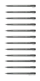 ステッドラー　ドローイングペン　ピグメントライナー　pigment liner　308　黒（ブラック）　0.05、0.1、0.2、0.3、0.4、05、0.6、0.7、0.8、1.0、1.2、斧型 0.3-2.0）STAEDTLER 18時間キャップオフ　ドライセーフインク採用（線幅0.05〜0.8mmまで）