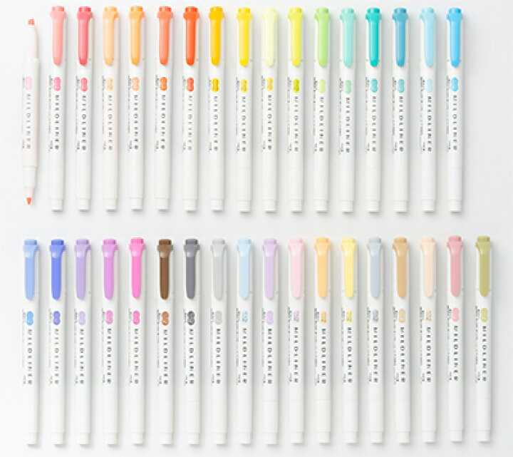 楽天市場 35colors マイルドライナー単色全35色セット ケースなし Wkt7 35 Mildliner マイルドなインク色 ラインマーカー 蛍光ペンマイルド色 ゼブラ Zebra 全35色になったおだやかな色合いのラインマーカー 22年3月新色10色追加 1セットのみメール便対応可能