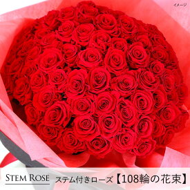 プリザーブドフラワー ギフト バラ 誕生日 花 プロポーズ 薔薇 花束 赤 退職祝い 還暦祝い 記念日 プレゼント ブーケ サプライズ 贈り物 お祝い 結婚 バラの花束 108本 人気 おしゃれ「なでしこJAPAN」にカズが贈ったバラ 出荷15営業日 #ステム付きローズ【108輪の花束】