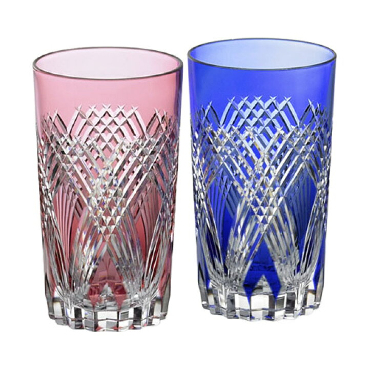 楽天市場】カガミクリスタル 江戸切子 斜格子 紋 ペアタンブラーグラス  