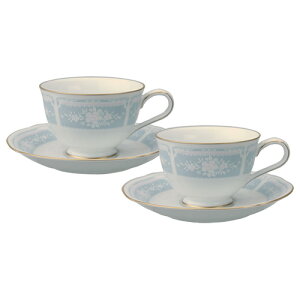 ノリタケ レースウッドゴールド ティー・コーヒーカップ&ソーサー ペア ブルー