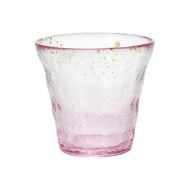 津軽びいどろ　氷華　金彩ロックグラス　桜　300ml　F71471