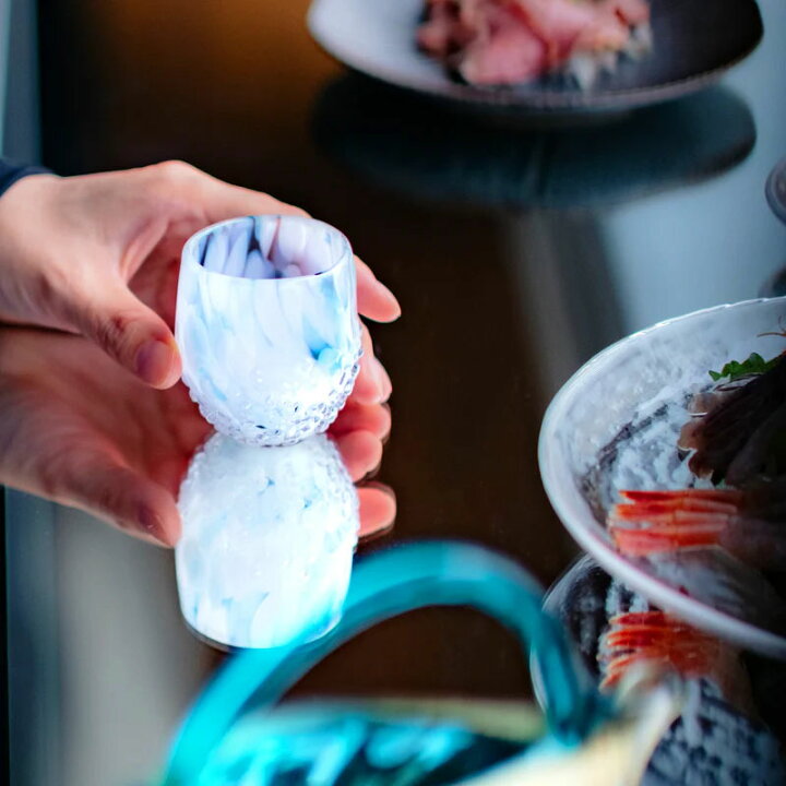 楽天市場】津軽びいどろ 秋村実工房 盃12ヶ月コレクション 1月 雪見 