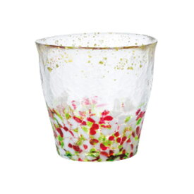 津軽びいどろ　氷華　金彩ロックグラス　春　300ml　F71464