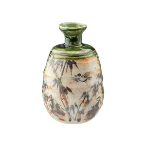 美濃焼 玉山窯 織部 竹に雀 徳利