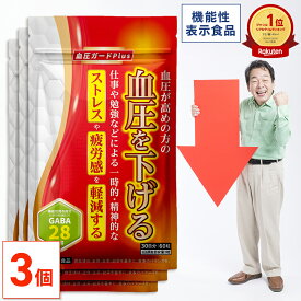 ＜機能性表示食品＞ 血圧が高めの方の血圧を下げる 血圧ガードPlus 90日分(30日分×3個セット) 【公式】| 血圧 ストレス 精神的ストレス 疲労 疲労感 GABA ギャバ サプリ サプリメント 血圧対策 ヘスペリジン 田七人参 大麦若葉 仕事 勉強 GABA含有 女性 男性 サポート