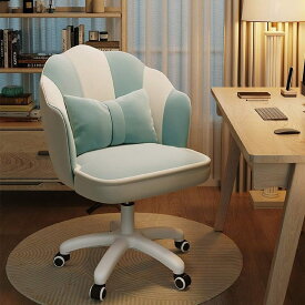 【600円OFFクーポン配布中】チェア 可愛い リボンクッション付き 通気性 デスクチェア オフィスチェア 360度回転 座面昇降 コンパクト 在宅勤務 パソコンチェア リビングチェア ブルー×白