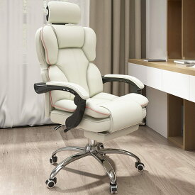 【1000円OFFクーポン配布中】オフィスチェア 肉厚座面 社長椅子 疲れない デスクチェア ゲーミングチェア ハイバック 360度回転 収納式フットレスト 昇降機能 事務椅子 人間工学 ワークチェア 勉強 在宅勤務 ホワイト