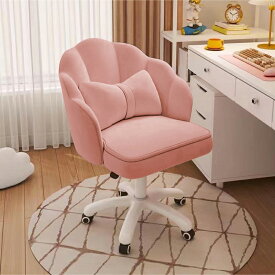 【600円OFFクーポン配布中】チェア 可愛い リボンクッション付き 通気性 デスクチェア オフィスチェア 360度回転 座面昇降 コンパクト 在宅勤務 パソコンチェア リビングチェア ピンク