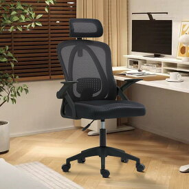 【600円OFFクーポン配布中】デスクチェア 椅子 メッシュ 通気性 テレワーク おしゃれ 跳ね上げ式アームレスト S字立体背 腰サポートバー オフィスチェア 疲れない 人間工学 高さ調整 360度回転 勉強椅子 寝室/会社/書斎に使える ブラック