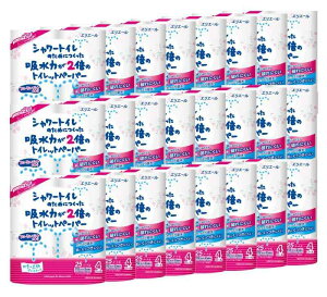 エリエール シャワートイレのためにつくった吸水力が2倍のトイレットペーパー 25m(112シート)×96ロール(4ロール×24パック)ダブル パルプ100% フローラルブーケの香り【ケース販売】