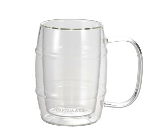 キャプテンスタッグ(CAPTAIN STAG) 耐熱ガラス ダブルウォールグラス マグカップ 二重構造 樽ビアカップ 350ml UW-2031
