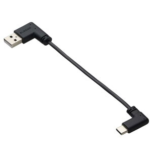 �G���R�� USB C �P�[�u�� L�� USB-A to Type-C 0.1m �t���b�g 15W [�[�d��p] �u���b�N MPA-ACLL01BK