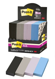 ポストイット 付箋 強粘着 ふせん マルチカラー9 75×25mm 90枚3色 黒70枚 各6パッド 紙箱5001SS-MC-9
