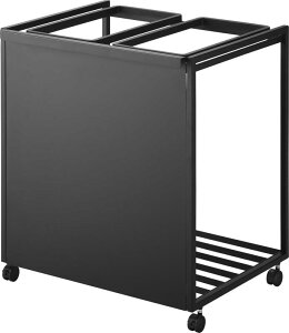 山崎実業(Yamazaki) 目隠し 分別 ダストワゴン 45L 2分別 ブラック W52×D43×H60cm(キャスター含む) タワー tower ハンドル・キャスター付き ゴミ箱 フタなし 1825