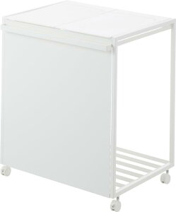 山崎実業(Yamazaki) 蓋付き 目隠し 分別 ダストワゴン 45L 2分別 ホワイト W52×D44×H60cm(キャスター含む) タワー tower ハンドル・キャスター付き ゴミ箱 1820