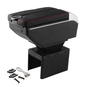 Sporacingrts アームレスト 肘掛け コンソールボックス アームレスト収納ボックス 汎用 7つUSB充電ポート2ドアデザイン 灰皿付き 軽自動車アームレスト