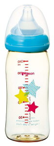 【プラスチック製 240ml】 ピジョン Pigeon 母乳実感 哺乳びん 0ヵ月から(付属の乳首は3ヵ月頃から) おっぱい育児を確実にサポートする哺乳びん 2)スター 1個 (x 1)