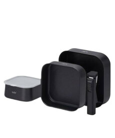 sutto(スット) IH対応 選べるフライパン 5点セット四角いフライパン 着脱ハンドルフライパン ブラック 深型フライパンS/フライパンM/フライパンL/専用取手/プラスチック蓋