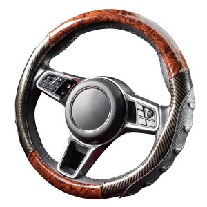 SHIMAKYO ハンドルカバー 軽自動車 普通車 sサイズ ステアリングカバー カーボン調 木目調 3Dグリップ おしゃれ カー用品 握り心地が良い カーアクセサリー 内装パーツ 滑り止め フィット感 汚