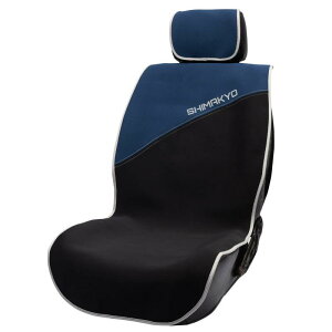 SHIMAKYO シートカバー 車用 防水 撥水仕様 抗菌防臭 汚れ防止 ウェットスーツ素材 フロント席 1枚 軽/普通車対応 ズレにくい 丸洗い可能 シート保護 ブルー/ブラック