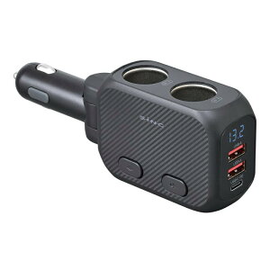 セイワ(SEIWA) 車内用品 スマホ充電器 マルチポートダイレクトソケット 電圧表示付 F339 抜け防止 DCソケット(ON/OFFスイッチ)×2 USB Type-A×2 Type-C(PD20W出力)×1 カー用品