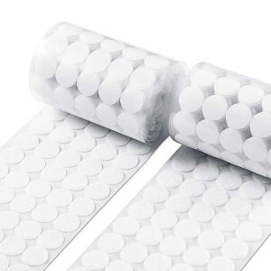 LIKENNY 面ファスナー 丸型 超強力 粘着 オスメスセット 直径20mm 業務用 シール テープ マジックテープ エコマジックテープ 耐熱 防水 生活品 DIY用 家庭用 両面テープ付き 100ペア (白)