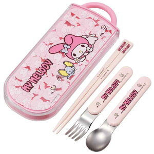 スケーター(Skater) お弁当 トリオセット 箸 スプーン フォーク マイメロディ うしろうしろ サンリオ 子供用 抗菌加工 開けやすいスライド式 日本製 TACC2AG-A